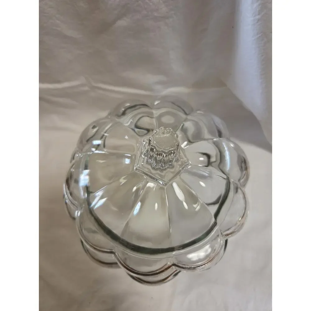 Pumpkin Shaped Glass Candy Jar with Lid for Fall Food Storage Decor